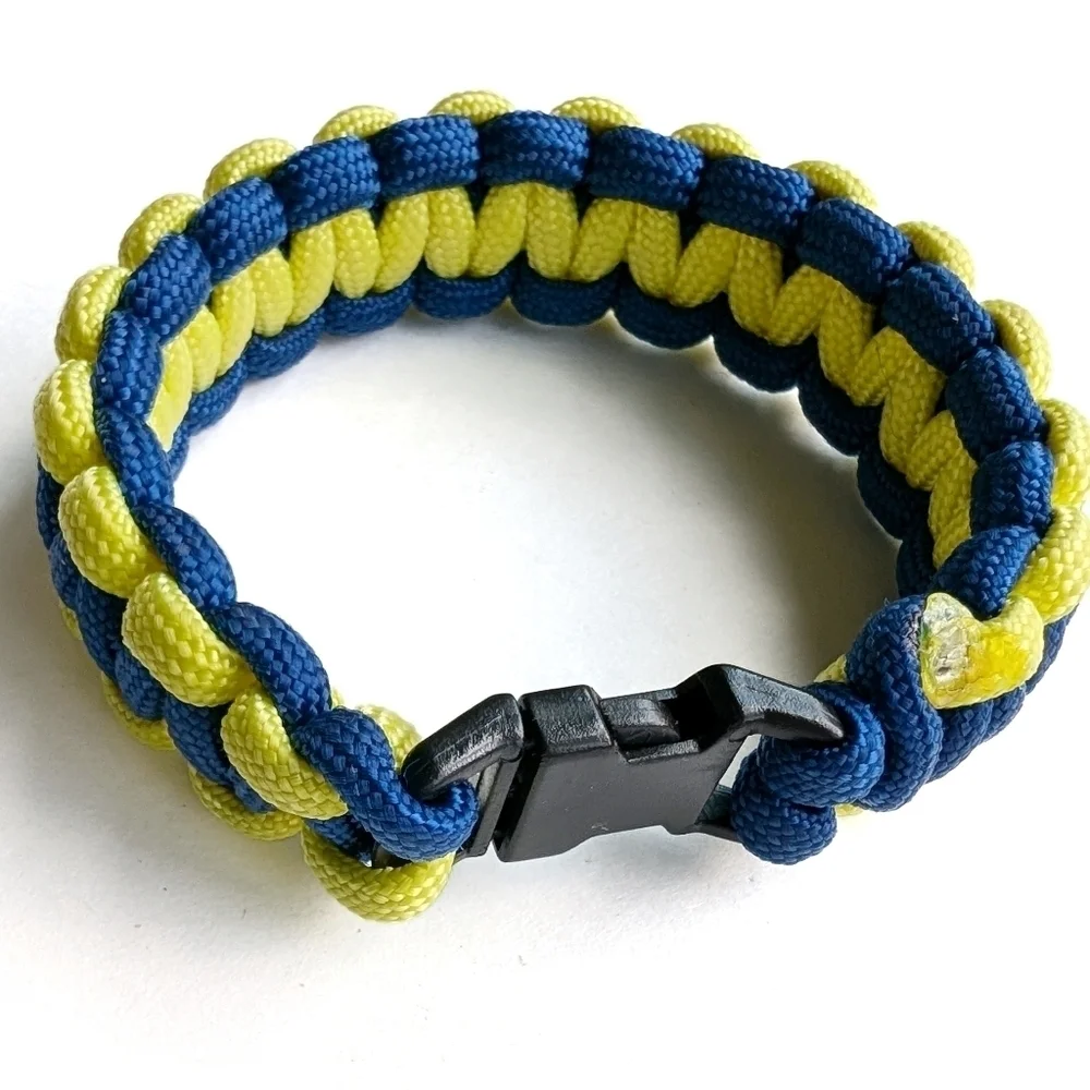 PARACHUTE Cord Rope Bracelet Yellow Blue Camping Boating